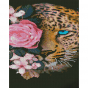 Картина з алмазною мозаїкою «Погляд леопарда» розміром 30-40 см Strateg KB018