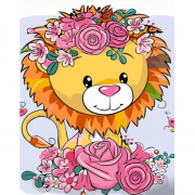 Картина по номерах «Лев у квіточках» розміром 30-40 см Strateg SS6717