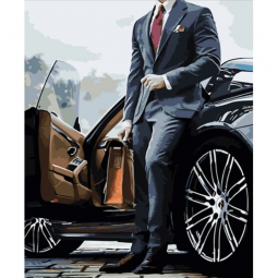 Картина по номерах «Чоловік біля машини» розміром 40-50 см Strateg HH075