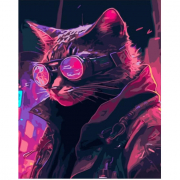 Картина по номерах «Кіт в неоні» розміром 30-40 см Strateg SS6745