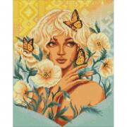 Алмазна мозаїка картина «Дівчина з метеликами» розмір 40-50 см Идейка АМО7597