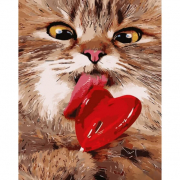 Картина по номерах «Котик з льодяником» розмір 40-50 см Strateg GS1025