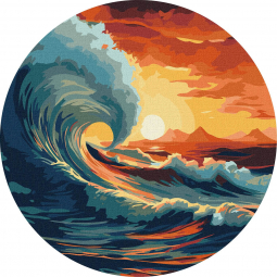 Картина по номерах «Лови хвилю» кругла діаметр 39 см Ідейка КНО-R1003