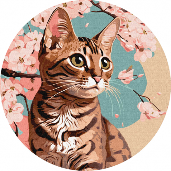 Картина по номерах «Чарівне кошеня» кругла діаметр 39 см Ідейка КНО-R1012 - фото 1
