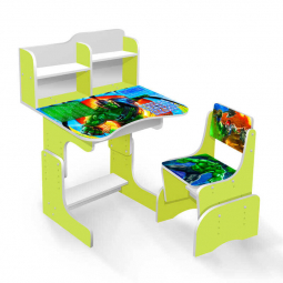 Парта шкільна «Зелений супергерой» стілець ЛДСП-ПШ-048