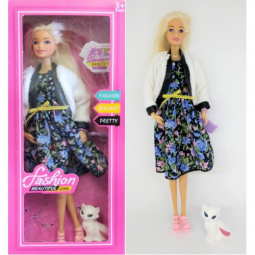 Лялька висота 28 см з твариною та аксесуарами SH186B-1черное платье