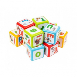 Кубики кольорові пластикові Абетка та арифметика 12 шт Технок 8843