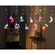Гірлянда світлодіодна різдвяна штора з фігурками 3D 5 фігур зірки мульти від мережі XR-10M
