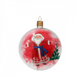 Шар елочный пластиковый «Дед Мороз» наполнение-перья красные прозрачный 625973