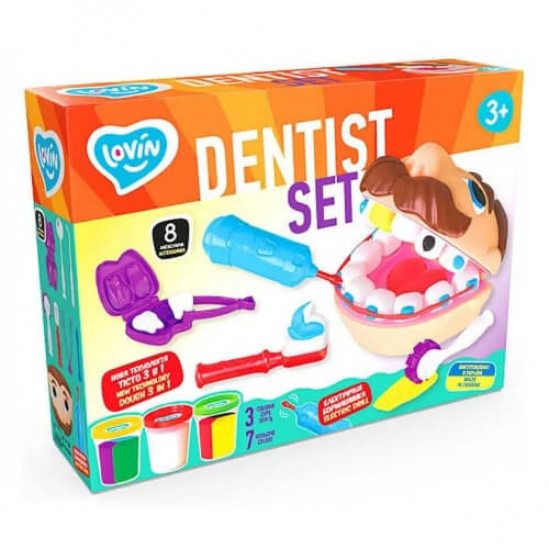 Набор для лепки тестом 7 цветов аксессуары Dentist Set Lovin 41193 - фото 1