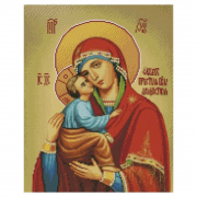 Картина алмазна мозаїка Акафістна ікона Пресвятої Богородиці розміром 40-50 см Strateg FA40821