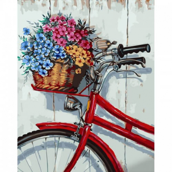 Картина за номерами «Квіти у кошику велосипеда» розмір 40-50см Стратег GS1513 - фото 1