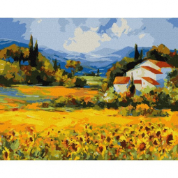 Картина за номерами «Будиночок у долині» розмір 40-50 см Ідейка KHO6314