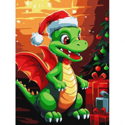 Картина за номерами «Різдвяний дракон» розмір 30-40 см Ідейка KHO6110