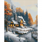 Картина алмазна мозаїка «Зимовий будиночок» розмір 40-50 см Ідейка AMO7831