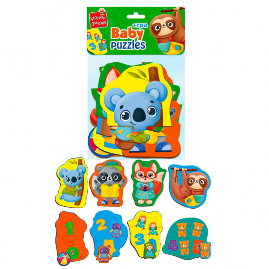 Пазли картонні з грою Малюк Зможе «Тварини іграшки» Vladi Toys VT1722-23 - фото 1