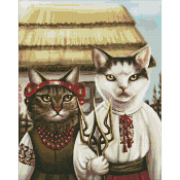 Картина алмазна мозаїка «Котяча готика» розмір 40-50 см Ідейка AMO7453