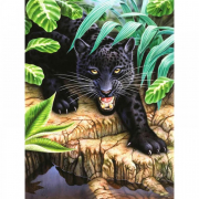 Картина алмазна мозаїка «Чорний леопард» розмір 30-40 см без підрамника Strateg JSDF72776
