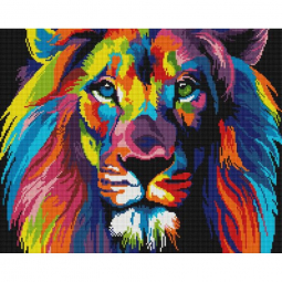 Картина алмазна мозаїка «Веселковий лев» розмір 40-50 см Brushme GF4791