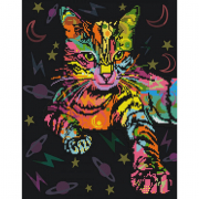 Алмазна картина-розмальовка «Неонова кішка» розмір 40-50 см Brushme GZS1186