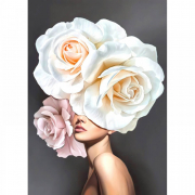 Картина алмазна мозаїка «Дівчина троянда» розмір 30-40 см без підрамника Strateg JSDF82172