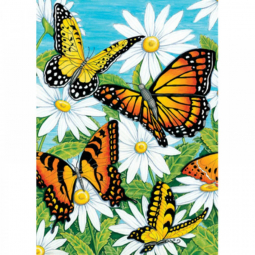 Картина алмазна мозаїка «Метелики в ромашках» розмір 30-40 см без підрамника Strateg GD86103