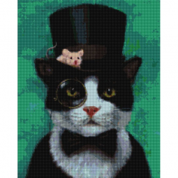 Картина алмазна мозаїка «Котик джентельмен Lucia Heffernan» розмір 40-50 см Brushme DBS1207