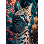 Картина алмазна мозаїка «Кіт-хижак» розмір 50-65 см без підрамника Strateg SGK86069