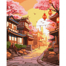 Картина за номерами «Японська вуличка» розмір 40-50 см Ідейка KHO3645