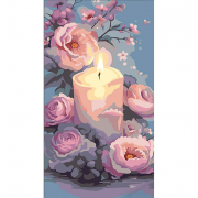 Картина по номерам «Букет ніжних квітів зі свічкою» розмір 50-25 см Strateg WW219