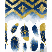 Картина по номерам «Синьо-золоті пірїни» розмір 40-50 см Strateg GS1417