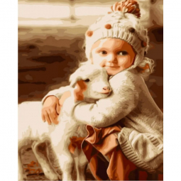 Картина по номерам «Дівчинка та козеня» розмір 40-50 см Strateg GS974