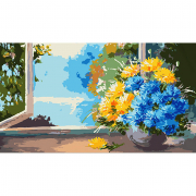 Картина по номерам «Букет квітів на вікні» розмір 50-25 см Strateg WW181