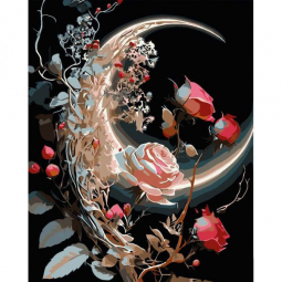 Картина по номерам «Місяць у трояндах» розміром 40-50 см Strateg AH1004