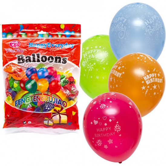 Набір кульок Happy birthday 100 шт 4 види 11-91(82339) - фото 1