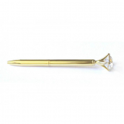 Ручка кулькова металева з декором у вигляді кристала золота ST-2