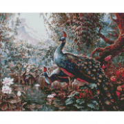 Картина алмазна мозаїка «Казкові пави» розмір 40-50 см Ідейка AMO7336