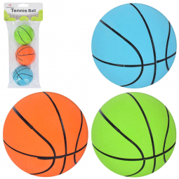 Мяч дитячий діаметр 6,5 см баскетбол гума 3 кольори 3 шт MS3649