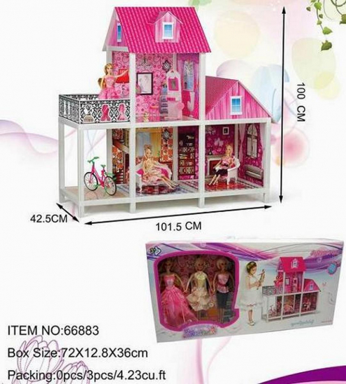 Двухэтажный домик с куклами - фото 3