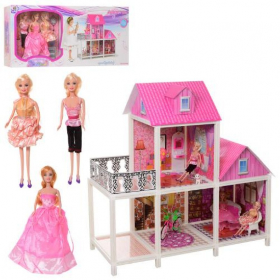 Двухэтажный домик с куклами - фото 1