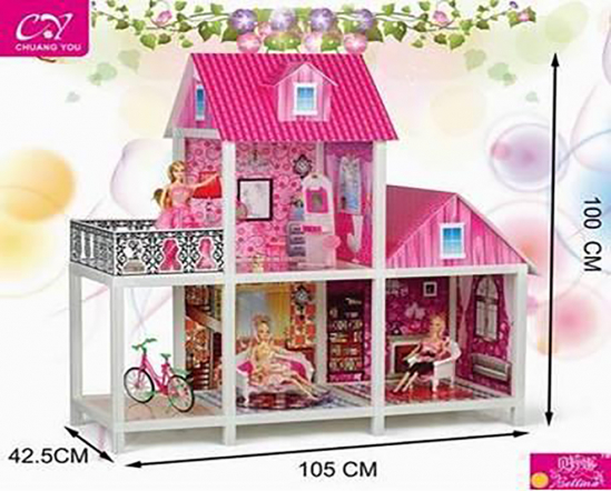 Двухэтажный домик с куклами - фото 2