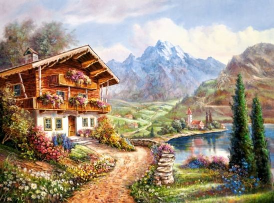 Пазлы Castorland «Дом в горах» 2000 эл - фото 1