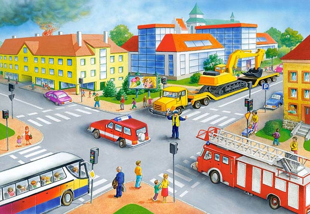 Картина улица города для дошкольников