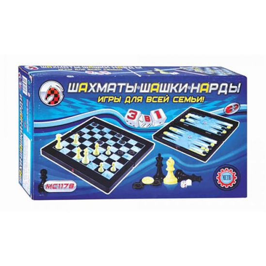 Настольная игра 3 в 1 «Шахматы, шашки и нарды» магнитные - фото 2