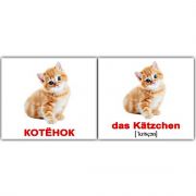 Карточки мини русско-немецкие «Домашние животные»