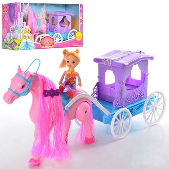 Детская карета с лошадью и куклой - фото 1