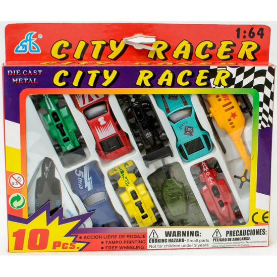 Набор машинок City Racer масштаб 1:64 10 шт 92753-10PS - фото 1