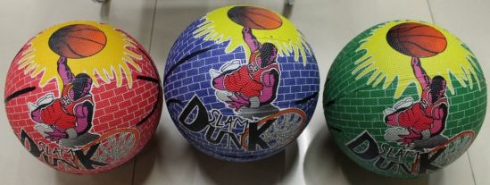 Мяч баскетбольный резиновый 3 цвета - фото 1