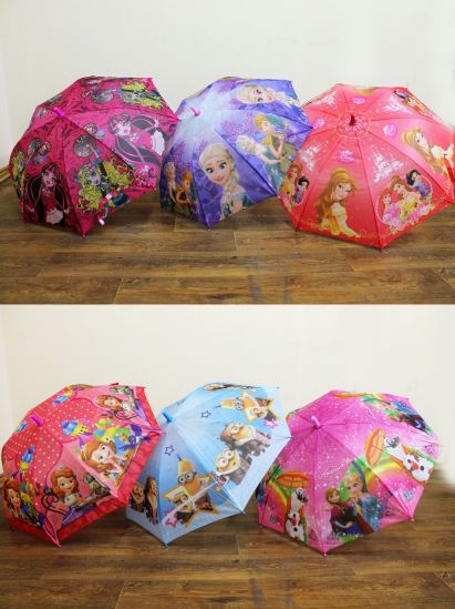 Зонтик детский с персонажами мультфильмов 6 видов - фото 1