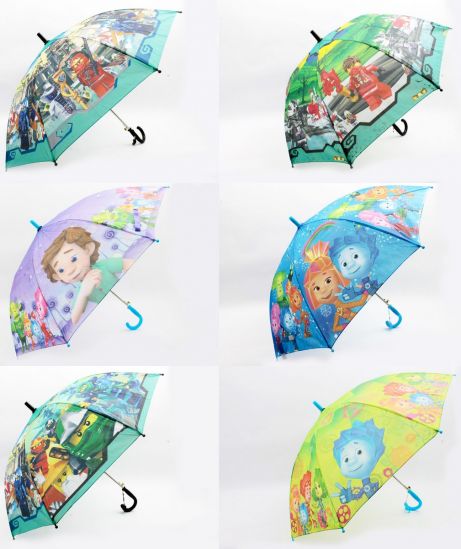 Зонт детский 6 видов с героями мультфильмов - фото 1
